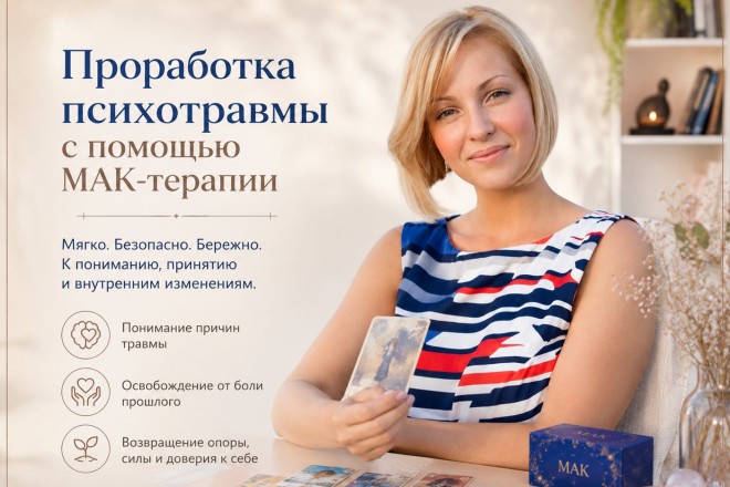 Проработка психотравмы с помощью МАК-терапии, метафорические карты